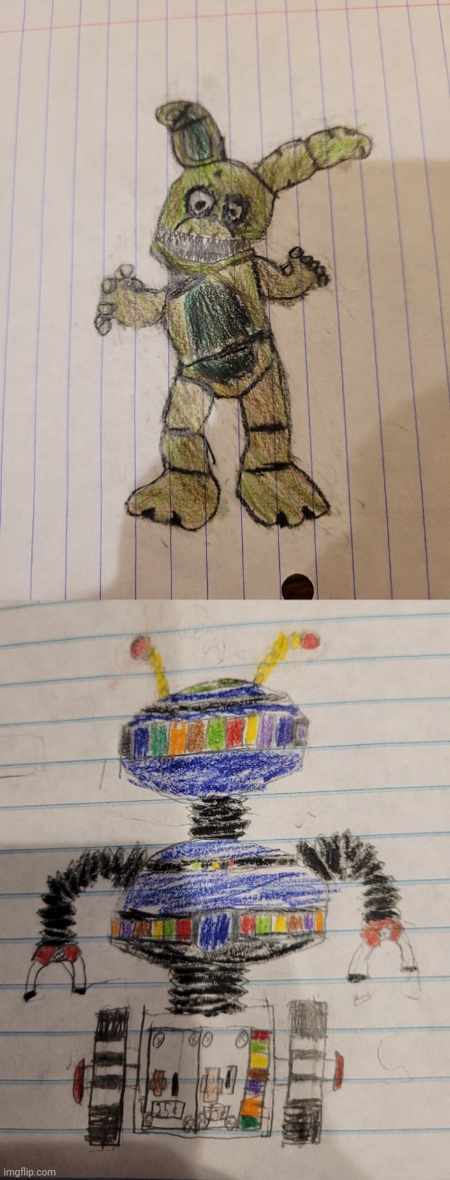 Plushtrap and candy cadet drawings | image tagged in fnaf,drawings | made w/ Imgflip meme maker