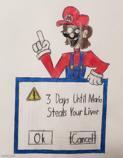 Retake of that one error I drew | image tagged in mario,error,liver,drawing | made w/ Imgflip meme maker