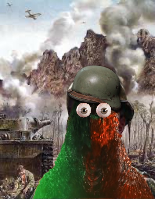 Thousand yard stare Godzilla (new version) Blank Meme Template