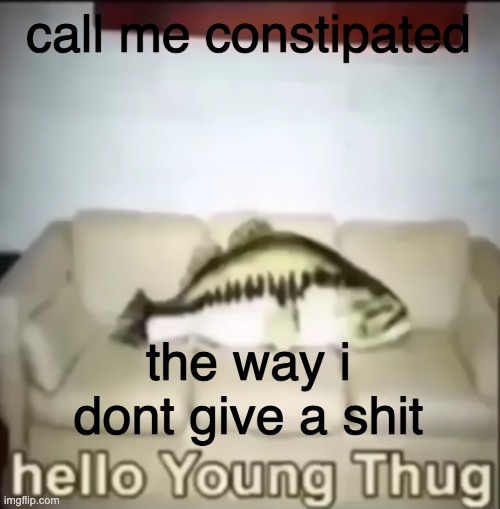 Hello Young Thug | call me constipated the way i dont give a shit | image tagged in hello young thug | made w/ Imgflip meme maker