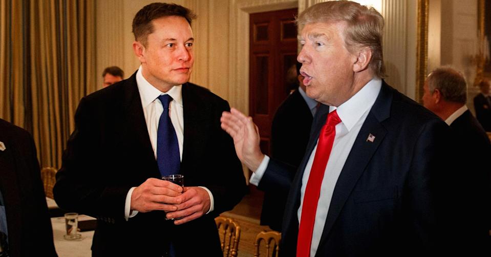 Elon Musk Donald Trump, both moochers at the gov't trough Blank Meme Template