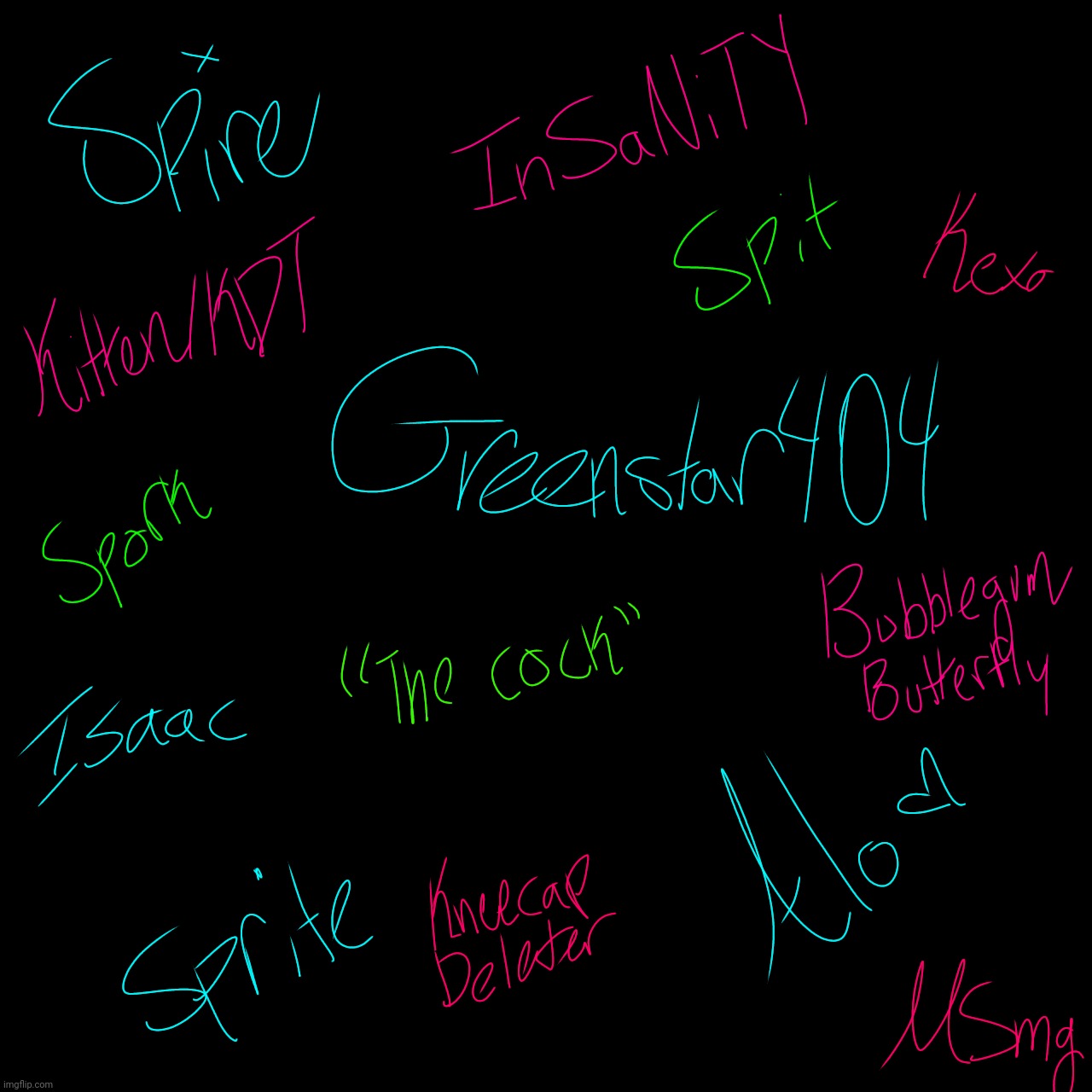 My most common old names | image tagged in blue is canon,pink is retired,green is why tf would you call me this | made w/ Imgflip meme maker