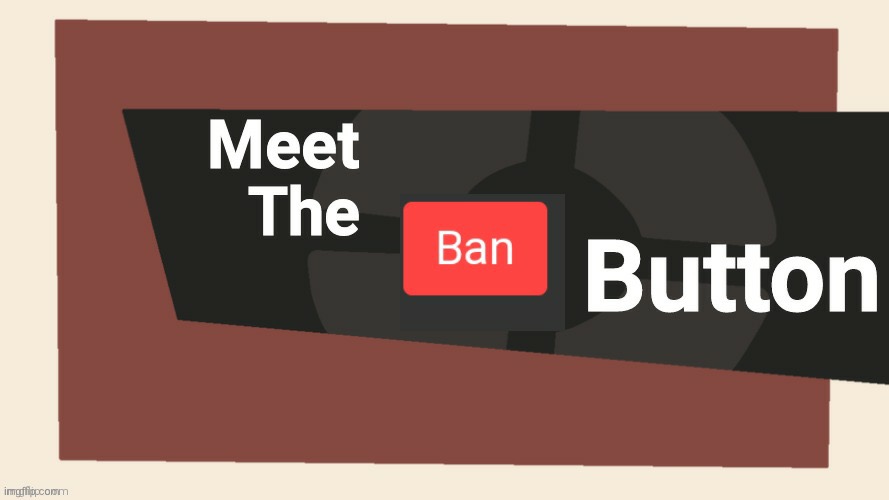 Meet the ban button | image tagged in meet the ban button | made w/ Imgflip meme maker