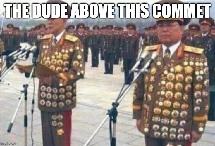 North korean medals | THE DUDE ABOVE THIS COMMET | image tagged in north korean medals | made w/ Imgflip meme maker