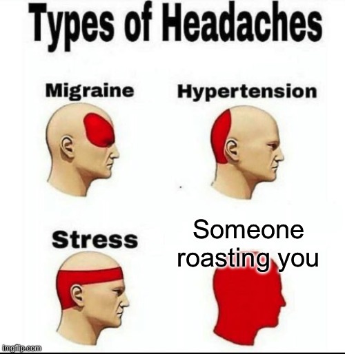 Types of Headaches meme | Someone roasting you | image tagged in types of headaches meme | made w/ Imgflip meme maker