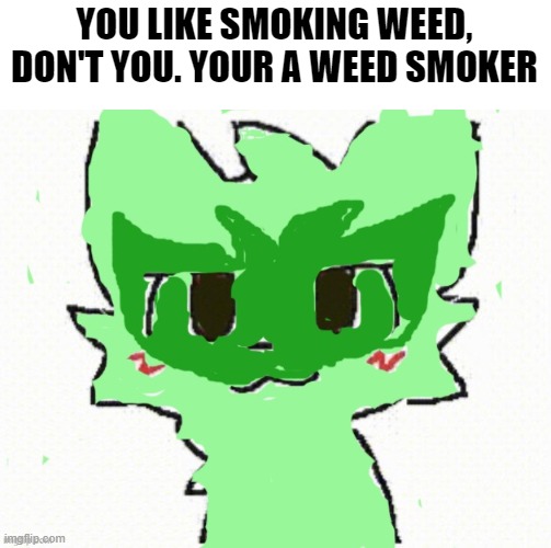 YOU LIKE SMOKING WEED, DON'T YOU. YOUR A WEED SMOKER | image tagged in boykisser,sprigatito | made w/ Imgflip meme maker