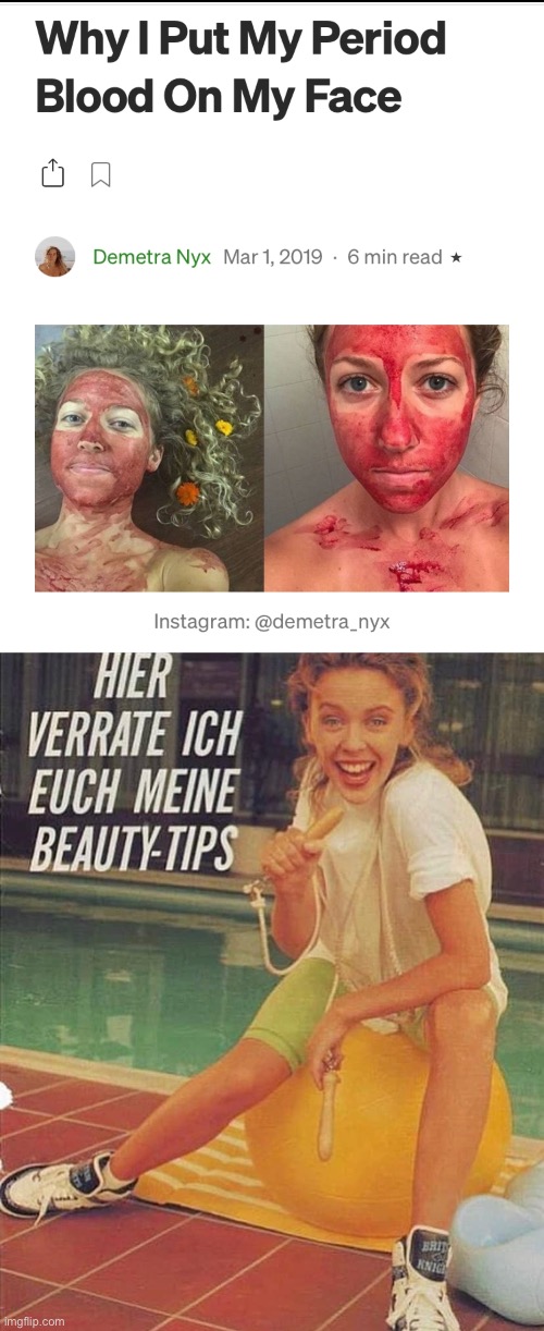 image tagged in kylie ad,beauty,menstruation,period,blood,face mask | made w/ Imgflip meme maker