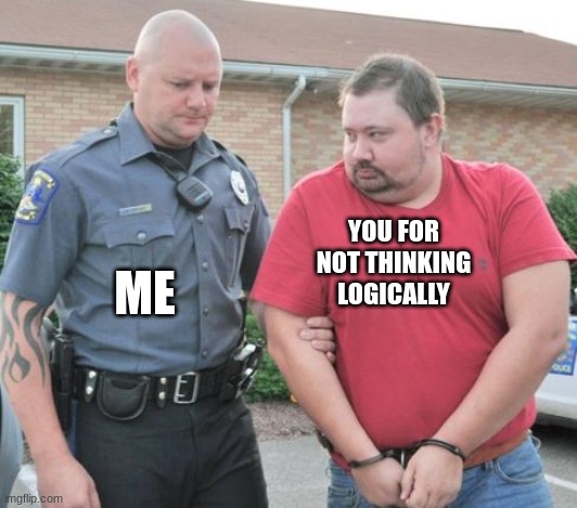 man get arrested | YOU FOR NOT THINKING LOGICALLY ME | image tagged in man get arrested | made w/ Imgflip meme maker