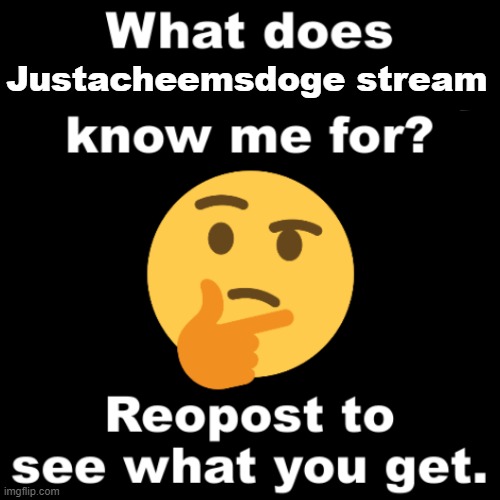 What does MS_memer_group know me for? | Justacheemsdoge stream | image tagged in what does ms_memer_group know me for | made w/ Imgflip meme maker