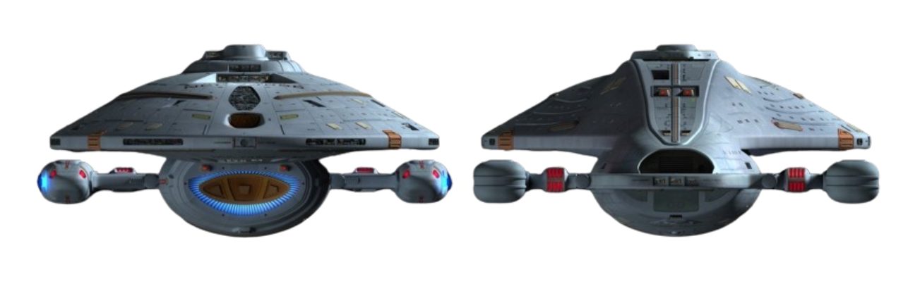 High Quality USS Voyager Front And Back View Transparent Background Star Trek Blank Meme Template