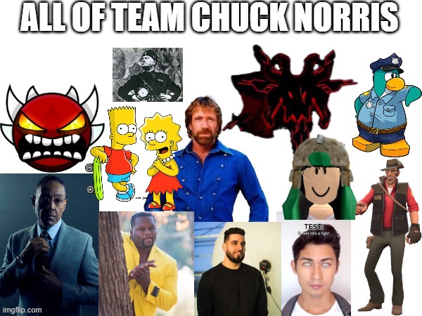 This is just the start of the new team, more members will come in the future | image tagged in chuck norris,bart,lisa,bloodlust,extreme demon | made w/ Imgflip meme maker