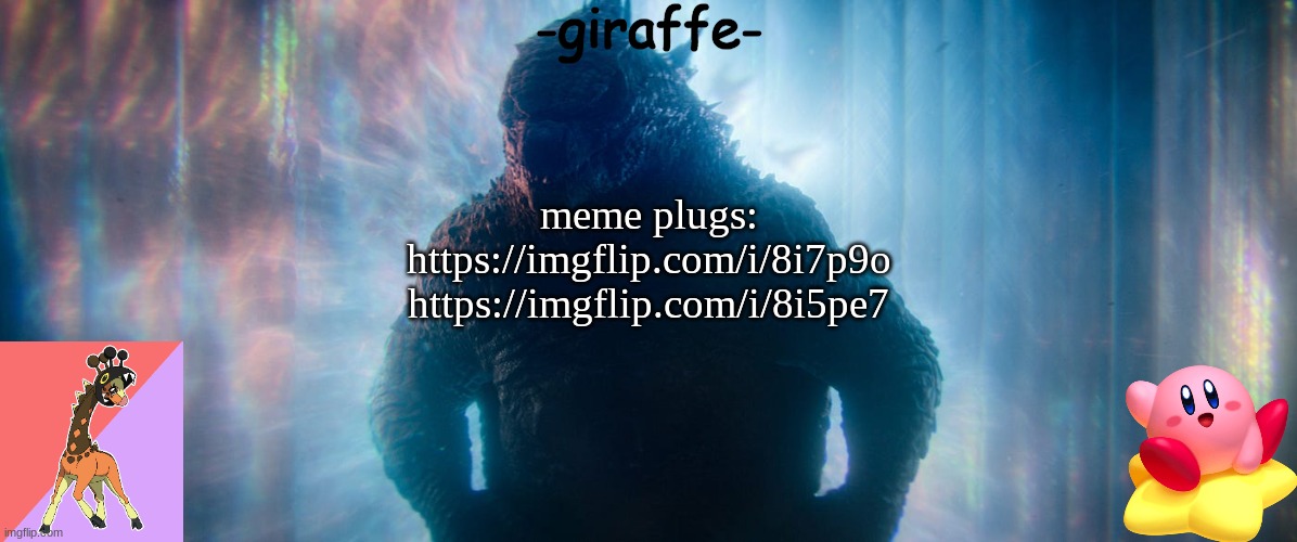 -giraffe- announcement template | meme plugs:
https://imgflip.com/i/8i7p9o
https://imgflip.com/i/8i5pe7 | image tagged in -giraffe- announcement template | made w/ Imgflip meme maker