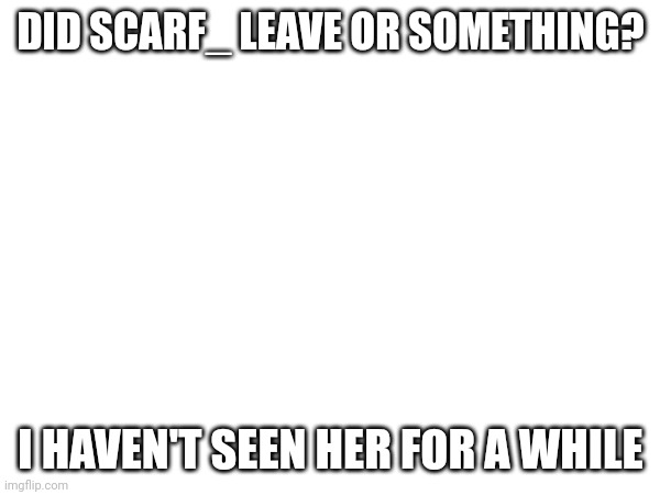 I'm rlly worried about her (she's in my poly relationship) | DID SCARF_ LEAVE OR SOMETHING? I HAVEN'T SEEN HER FOR A WHILE | made w/ Imgflip meme maker