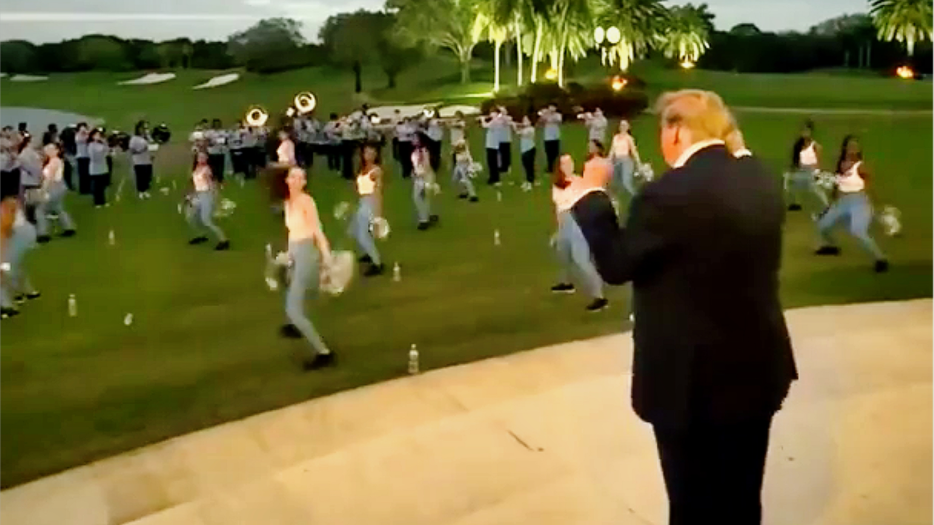 Trump watching teen cheerleaders Blank Meme Template