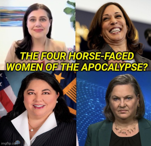 Democrats | THE FOUR HORSE-FACED WOMEN OF THE APOCALYPSE? | image tagged in democrats | made w/ Imgflip meme maker