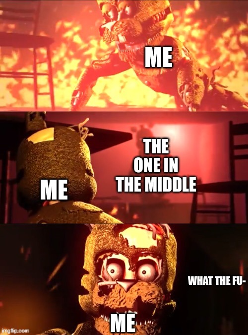 Scraptrap What The Fu- | ME ME THE ONE IN THE MIDDLE ME | image tagged in scraptrap what the fu- | made w/ Imgflip meme maker