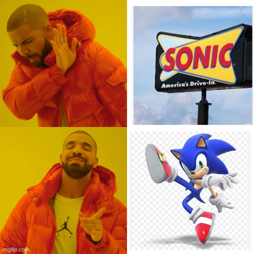 sonic/sonic | image tagged in memes,drake hotline bling | made w/ Imgflip meme maker