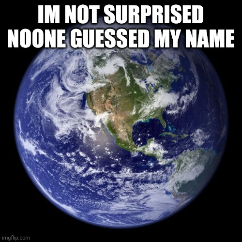 earth | IM NOT SURPRISED NOONE GUESSED MY NAME | image tagged in earth | made w/ Imgflip meme maker