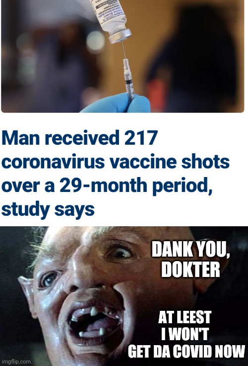 Hey! You Guys . . . | DANK YOU,
DOKTER; AT LEEST I WON'T
 GET DA COVID NOW | image tagged in sloth goonies hey you guys,leftists,liberals,fauci | made w/ Imgflip meme maker