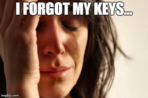 First World Problems | I FORGOT MY KEYS... | image tagged in memes,first world problems | made w/ Imgflip meme maker