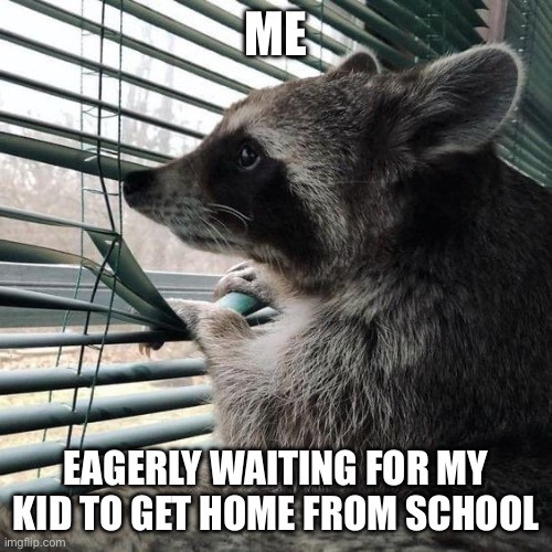 Parenting | ME; EAGERLY WAITING FOR MY KID TO GET HOME FROM SCHOOL | image tagged in parents,parenting,kid,kids,a train hitting a school bus | made w/ Imgflip meme maker