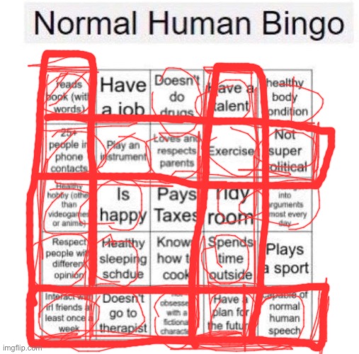4 bingos | image tagged in normal human bingo | made w/ Imgflip meme maker
