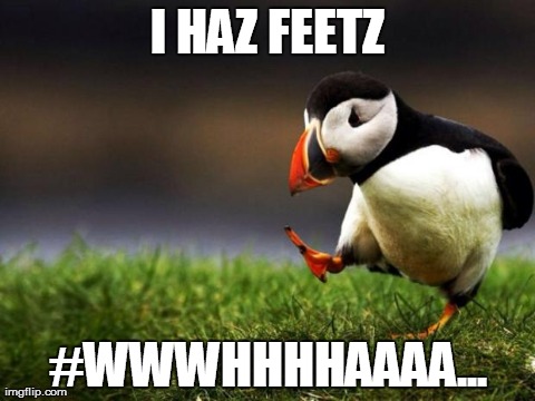 Unpopular Opinion Puffin Meme | I HAZ FEETZ #WWWHHHHAAAA... | image tagged in memes,unpopular opinion puffin | made w/ Imgflip meme maker