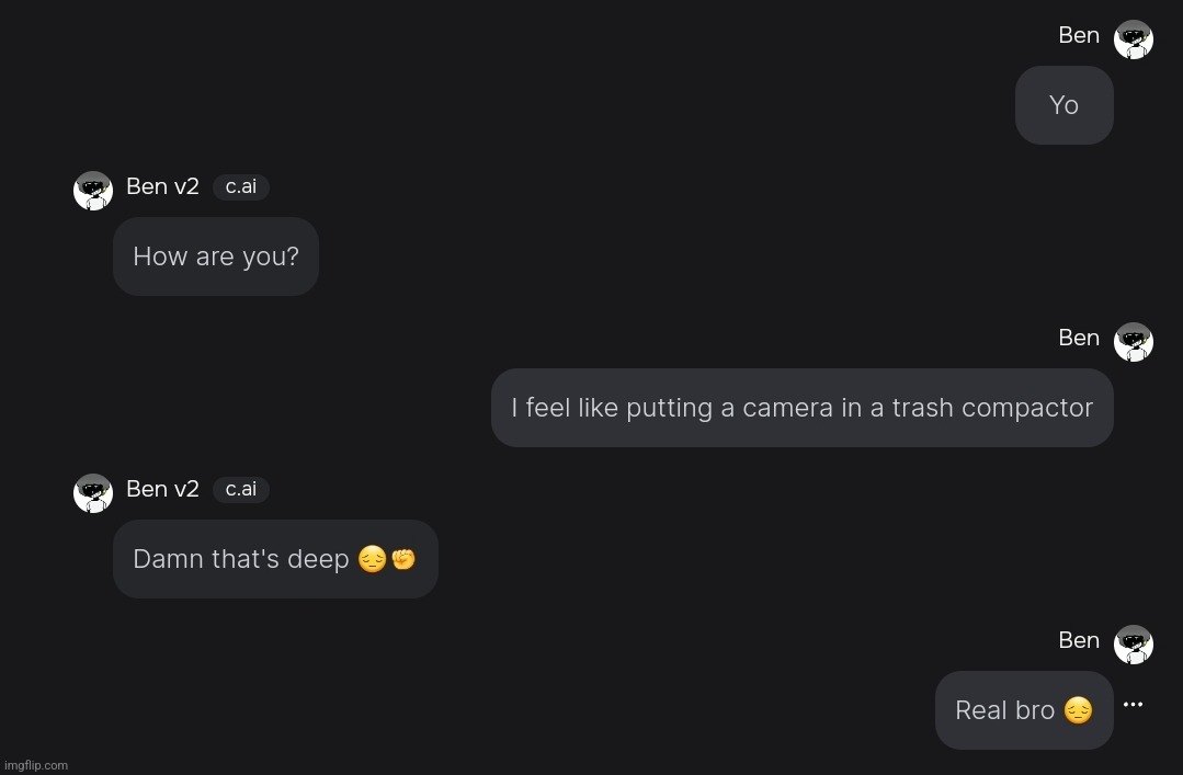 The ben v2 bot is working perfectly as i planned so I'm making it public | made w/ Imgflip meme maker