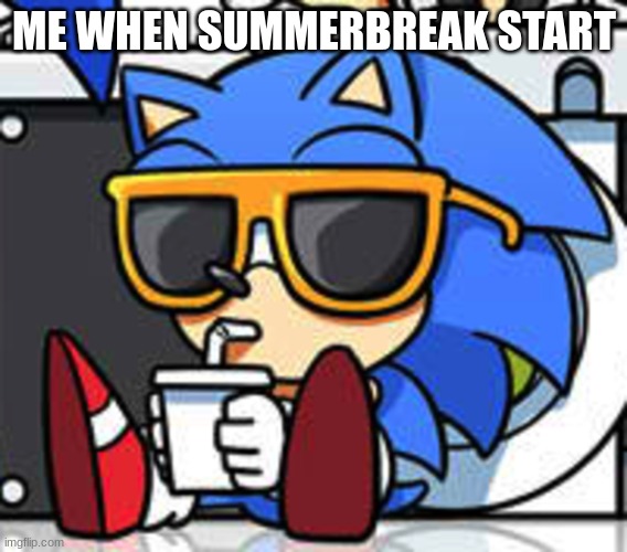 School is over | ME WHEN SUMMERBREAK START | image tagged in resting sonic | made w/ Imgflip meme maker