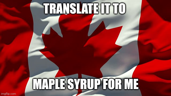 Canada flag | TRANSLATE IT TO MAPLE SYRUP FOR ME | image tagged in canada flag | made w/ Imgflip meme maker