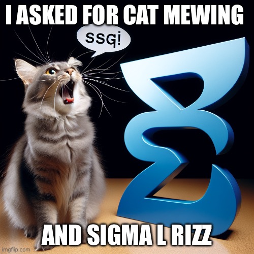 I ASKED FOR CAT MEWING; AND SIGMA L RIZZ | made w/ Imgflip meme maker