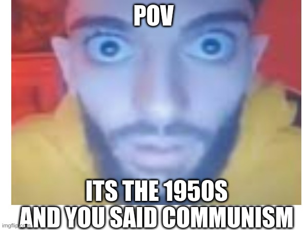 POV; ITS THE 1950S AND YOU SAID COMMUNISM | image tagged in 1950s | made w/ Imgflip meme maker