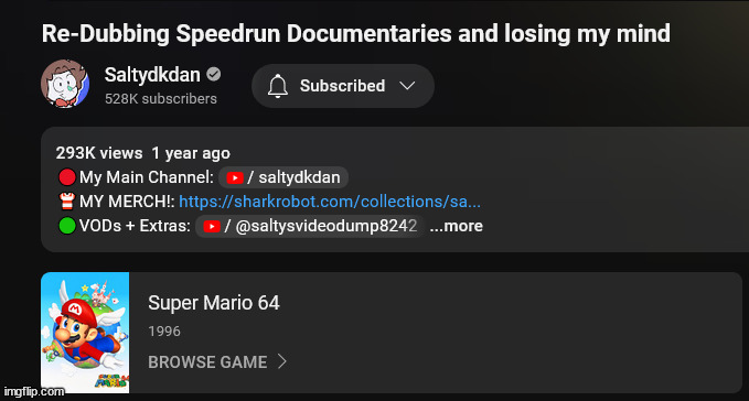 mario 64 isnt in this video. | made w/ Imgflip meme maker
