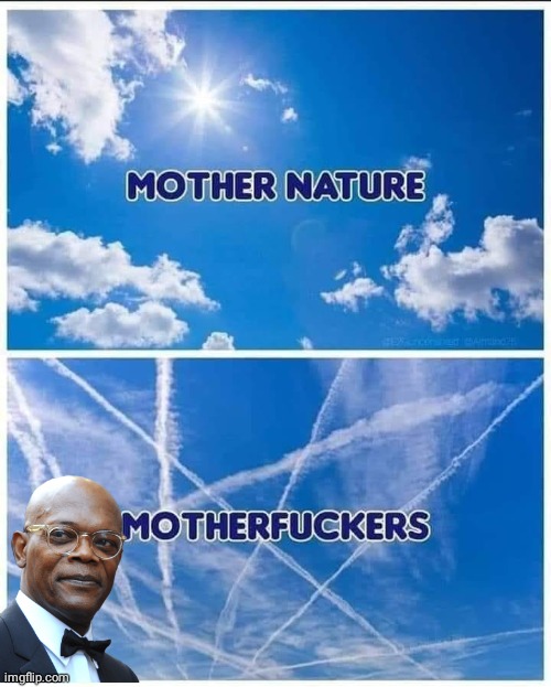 Chemtrails mother nature vs MFers | image tagged in samuel l jackson | made w/ Imgflip meme maker