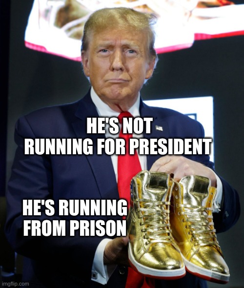 Three Time Loser | HE'S NOT RUNNING FOR PRESIDENT; HE'S RUNNING FROM PRISON | image tagged in trump,treason,legal defense fund,snickers,suckers | made w/ Imgflip meme maker