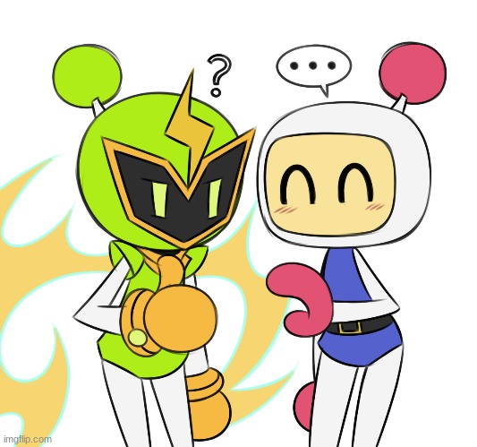 White Bomber and Plasma Bomber's chat (Art by ELIE) | made w/ Imgflip meme maker