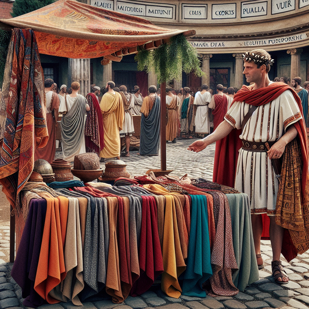 roman man selling cloaks under watch of the emperor Blank Meme Template