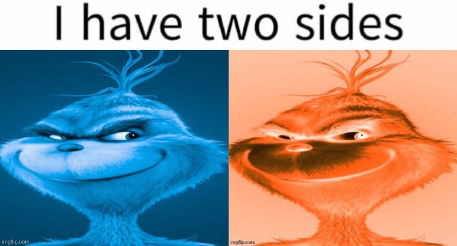 Knee surgery vs elbow surgery | image tagged in i have two sides,the blue grinch,the orange grinch | made w/ Imgflip meme maker