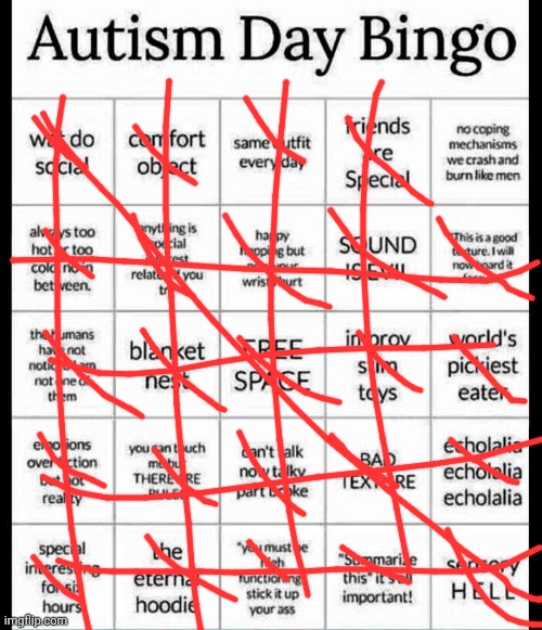 Proof I'm autistic. | image tagged in autism bingo | made w/ Imgflip meme maker