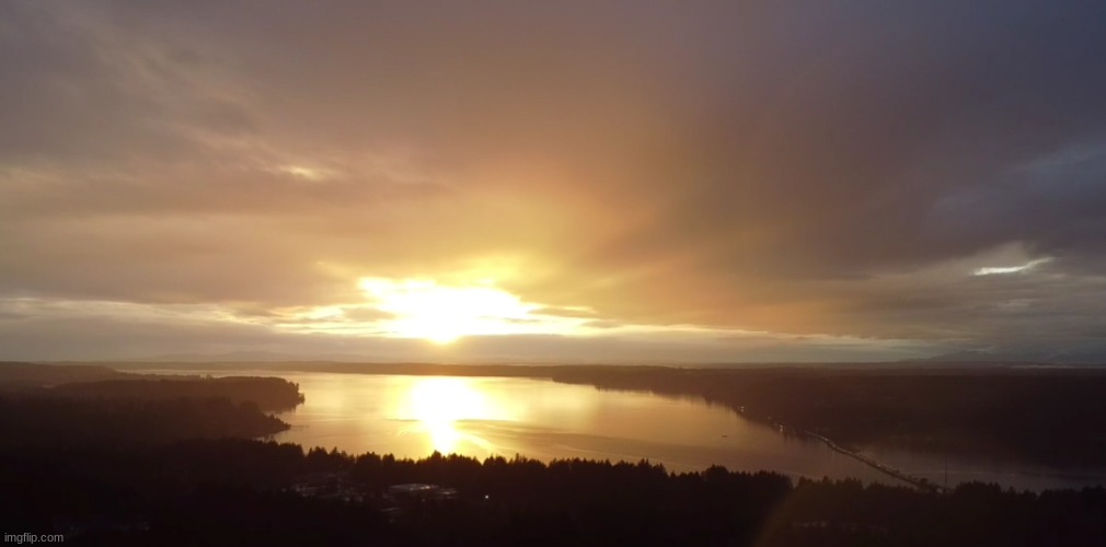 a nice drone sunset shot | image tagged in sunset,drone | made w/ Imgflip meme maker