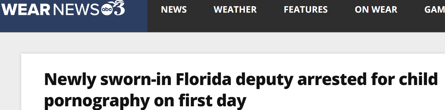 High Quality headline florida deputy, arrested child porn, first day Blank Meme Template