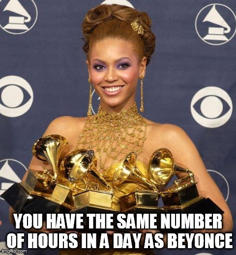 YOU HAVE THE SAME NUMBER OF HOURS IN A DAY AS BEYONCE | image tagged in beyonce winning | made w/ Imgflip meme maker