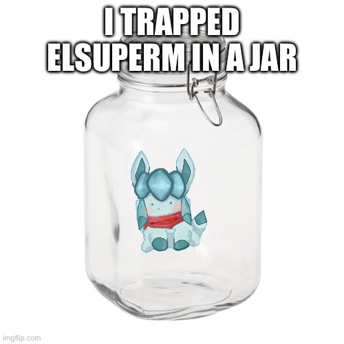 Glass Jar | I TRAPPED ELSUPERM IN A JAR | image tagged in glass jar | made w/ Imgflip meme maker