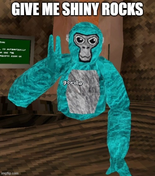 Monkey | GIVE ME SHINY ROCKS | image tagged in monkey | made w/ Imgflip meme maker