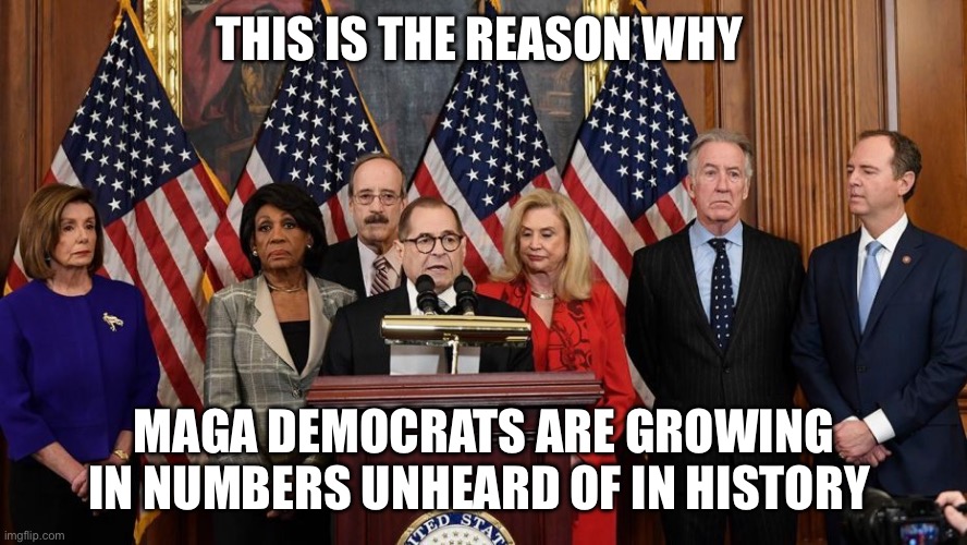 Democra Are … | THIS IS THE REASON WHY; MAGA DEMOCRATS ARE GROWING IN NUMBERS UNHEARD OF IN HISTORY | image tagged in house democrats,memes | made w/ Imgflip meme maker