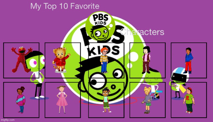 Brandon's Top 10 Favorite PBS Kids Characters | image tagged in sesame street,deviantart,magic school bus,pbs kids,pbs,houston | made w/ Imgflip meme maker