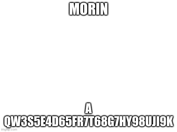 MORIN; A
QW3S5E4D65FR7T68G7HY98UJI9K | made w/ Imgflip meme maker