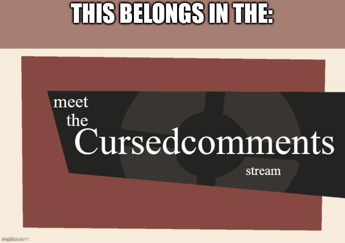 Meet the cursed comments stream | THIS BELONGS IN THE: | image tagged in meet the cursed comments stream by ninjakiller111113 | made w/ Imgflip meme maker
