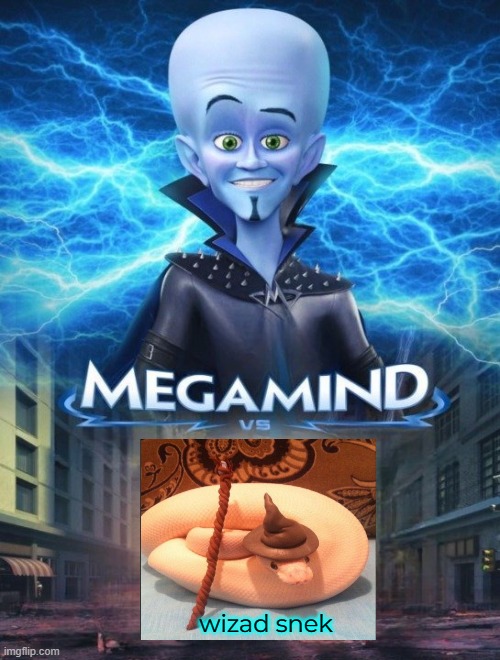 who would win | wizad snek | image tagged in megamind vs | made w/ Imgflip meme maker