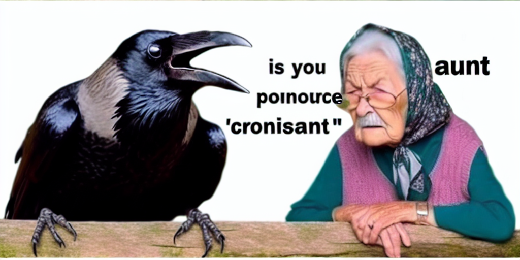 High Quality trying to pronounce crossient, show with crow's aunt , funny mem Blank Meme Template